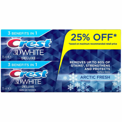 معجون أسنان مبيض يومي بياض ثلاثي الأبعاد 80% يزيل من البقع  1+1 - من كرست